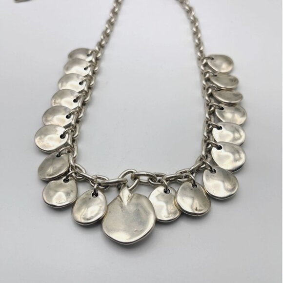 UNO de 50 Tizoc Necklace Multi Dangle Silver Choker Chain Blue Crystals Charms - Picture 13 of 15